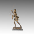 Soldaten Statue Worrior Running Bronze Skulptur, E. Drouot TPE-387